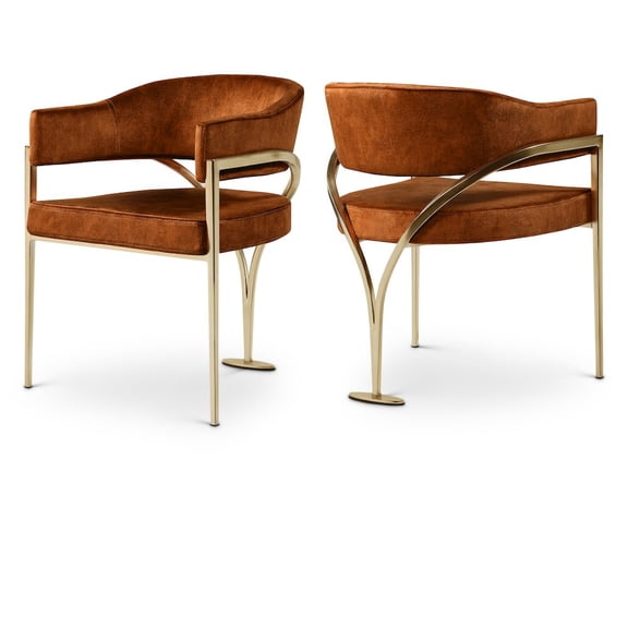 Meridian Furniture Madelyn Cognac Velvet Dining Chair (Set of 2)