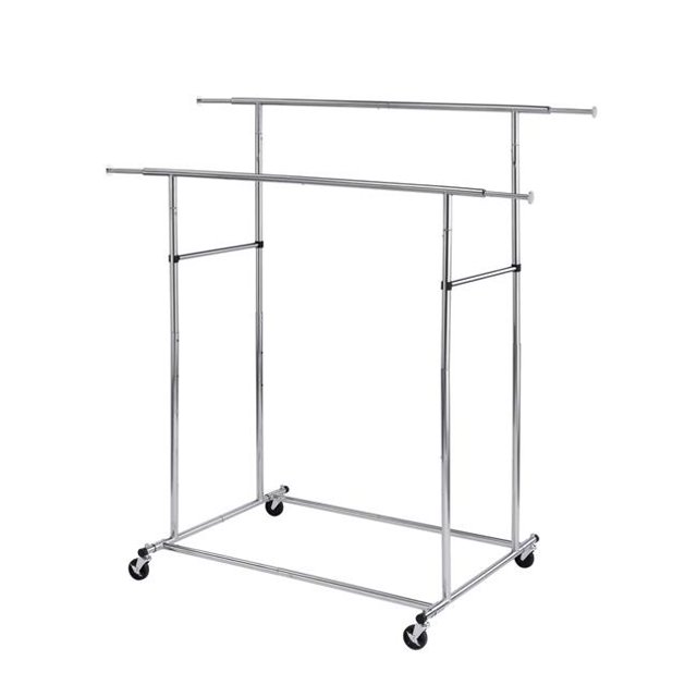 ORE International FF-2056 65 in. Dual Bar Adjustable Industrial Garment Rack
