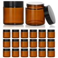 thumbnail image 1 of Frascos de vidrio KEYWING de 120 ml con tapas negras, color ámbar, 18 paquetes, 1 of 6