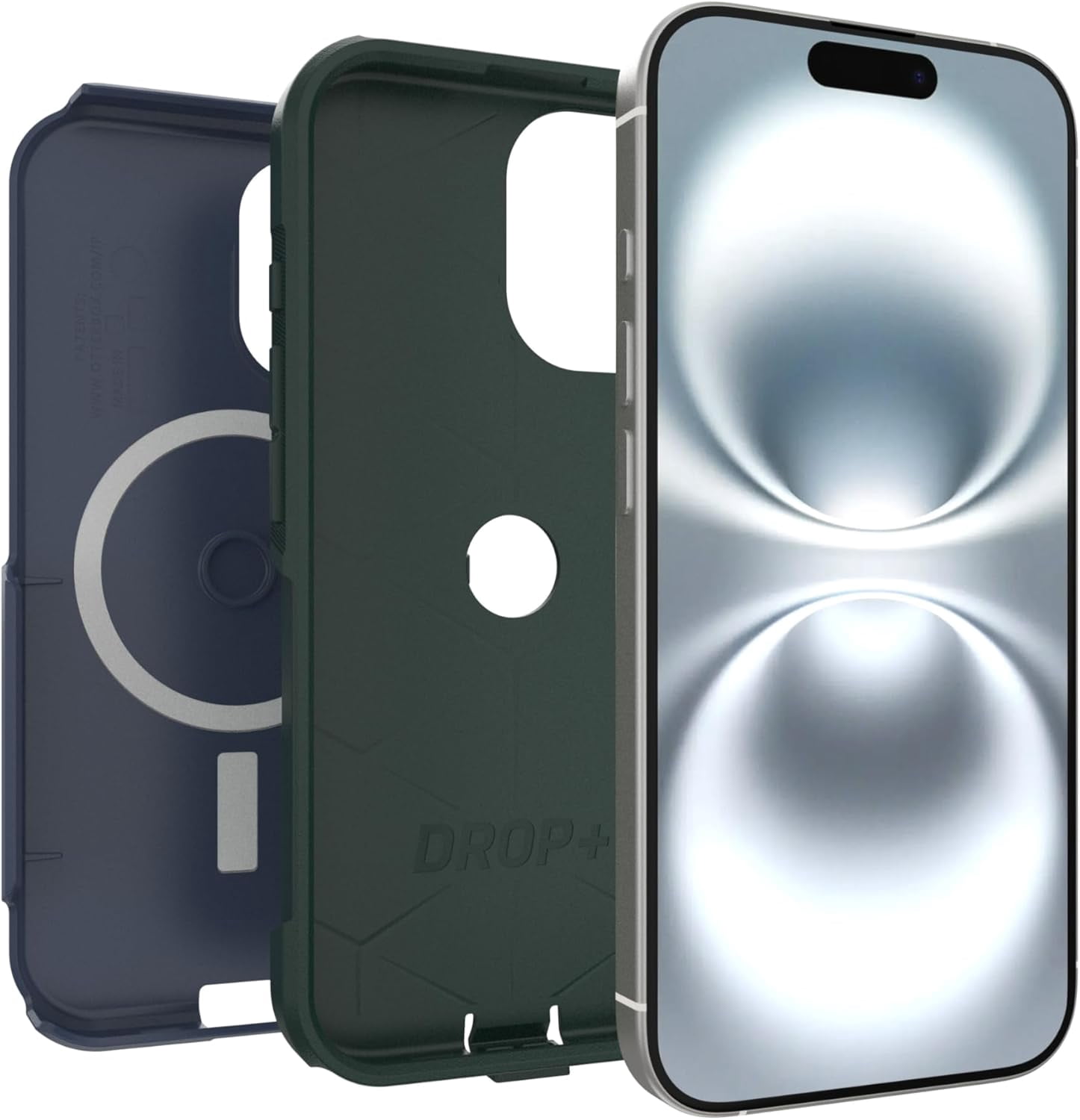 OtterBox iPhone 16 (Only) - Commuter Series MagSafe Case - Indigo Marsh (Blue & Green) - Built-in Magnets - Slim & Tough - Pocket-Friendly - with Port Protection