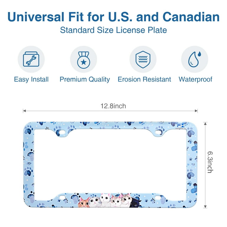 FantasHome Stainless Metal 2 Pcs Car License Plate Frame Cover, US 