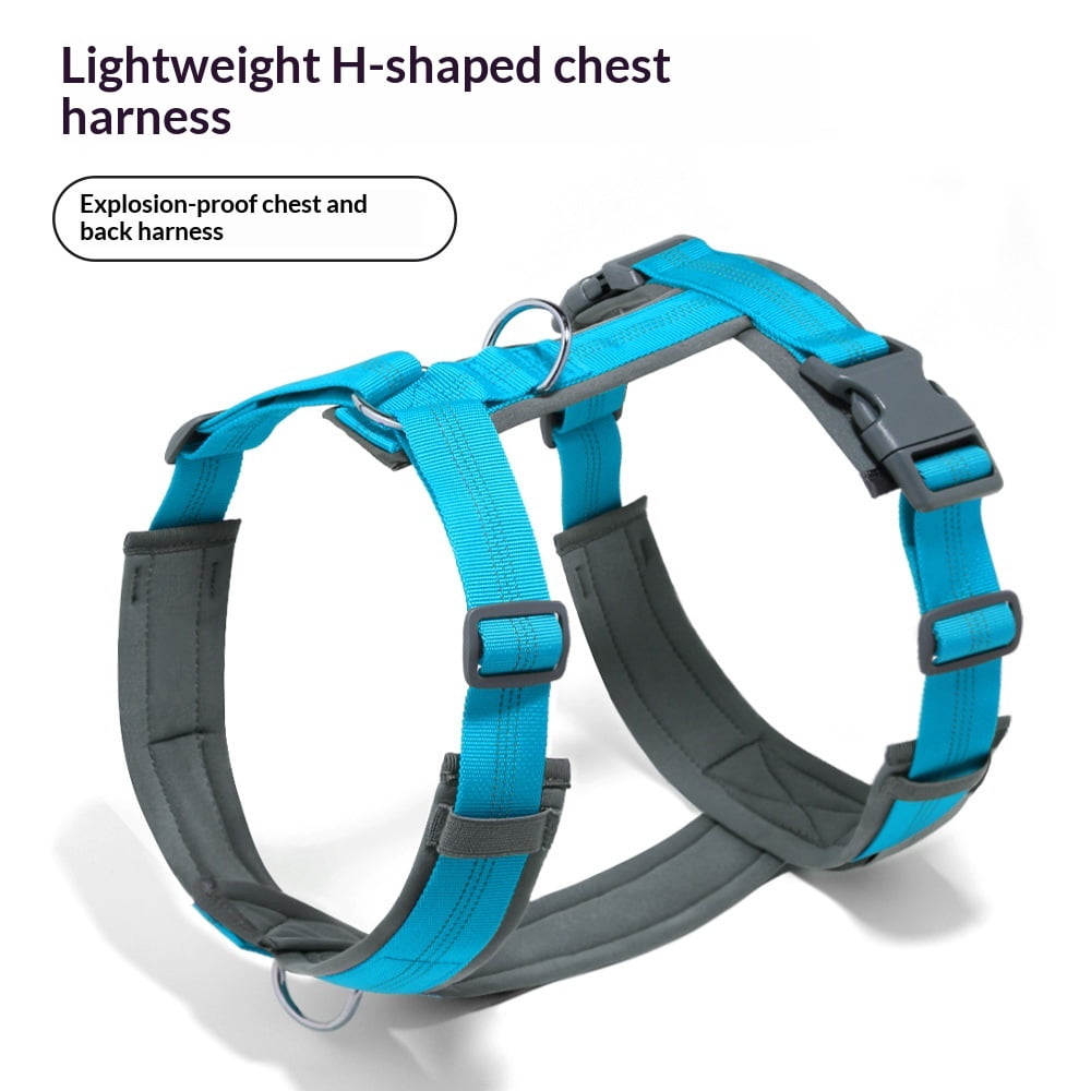 Pet No Pull Dog Harness, Adjustable Nylon Harness with Soft Padding, Reflective and Heavy Duty Dog Harness for Small, Medium, Large Dogs(light blue, L)