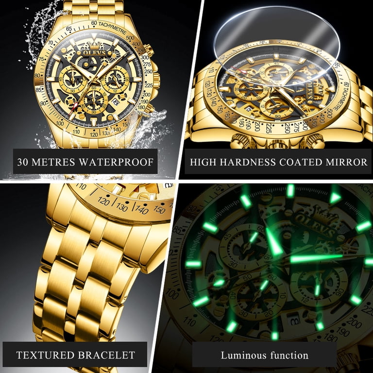 OLEVS Men's Luxury Dress Chronograph Watch Gold photo 7