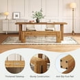 thumbnail image 4 of TRIBEWOOD 63" Solid Wood Dining Bench, Rustic Extra Long Kitchen Table Bench with Sturdy Frame for Dining Room, Kitchen, Restaurant, Rustic Brown, 4 of 6