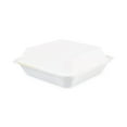 thumbnail image 4 of Boardwalk HL-91BW 9 in. x 9 in. x 3.19 in. 1-Compartment Hinged-Lid Sugarcane Bagasse Food Containers - White (100/Sleeve, 2 Sleeves/Carton), 4 of 9