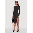 thumbnail image 3 of Womens Marled Boat Neck Ruched Side Slit Midi Dress, 3 of 4