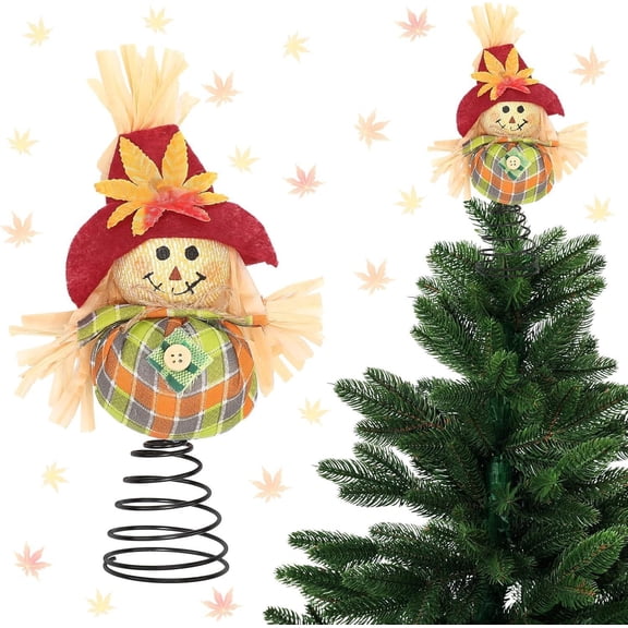 Miommo Miniature Tree Top Autumn Tree Decorations 8 Inches (about 20.3cm) Autumn Christmas Tree Decorations Suitable For Farmhouse Family Scarecrow*1 Scarecrow Treetop Decoration