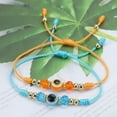 thumbnail image 6 of GKNET Lucky Blue Evil Eye Bracelet Couple Handmade Adjustable Woven Wax Rope Bracel_yi-White-, 6 of 9