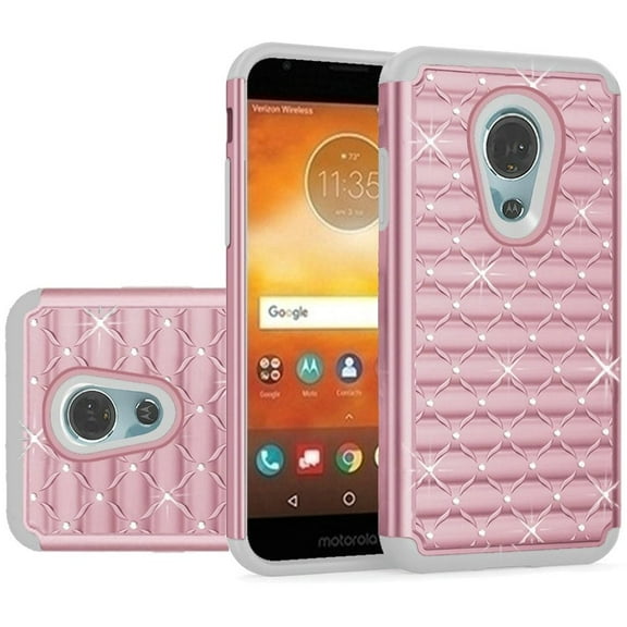 GSA Crystal Bling Diamond Hybrid Case for Motorola Moto E5 Supra E5 Plus Rose Gold