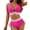 Hot Pink, variant on Women Tummy Control Swimsuits Color Block Two Piece Drawstring Bathing Suit