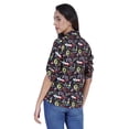 thumbnail image 4 of Moomaya Womens Printed Top Roll-Up&nbsp;Sleeve Collar Neck Button-Down Shirt, 4 of 8