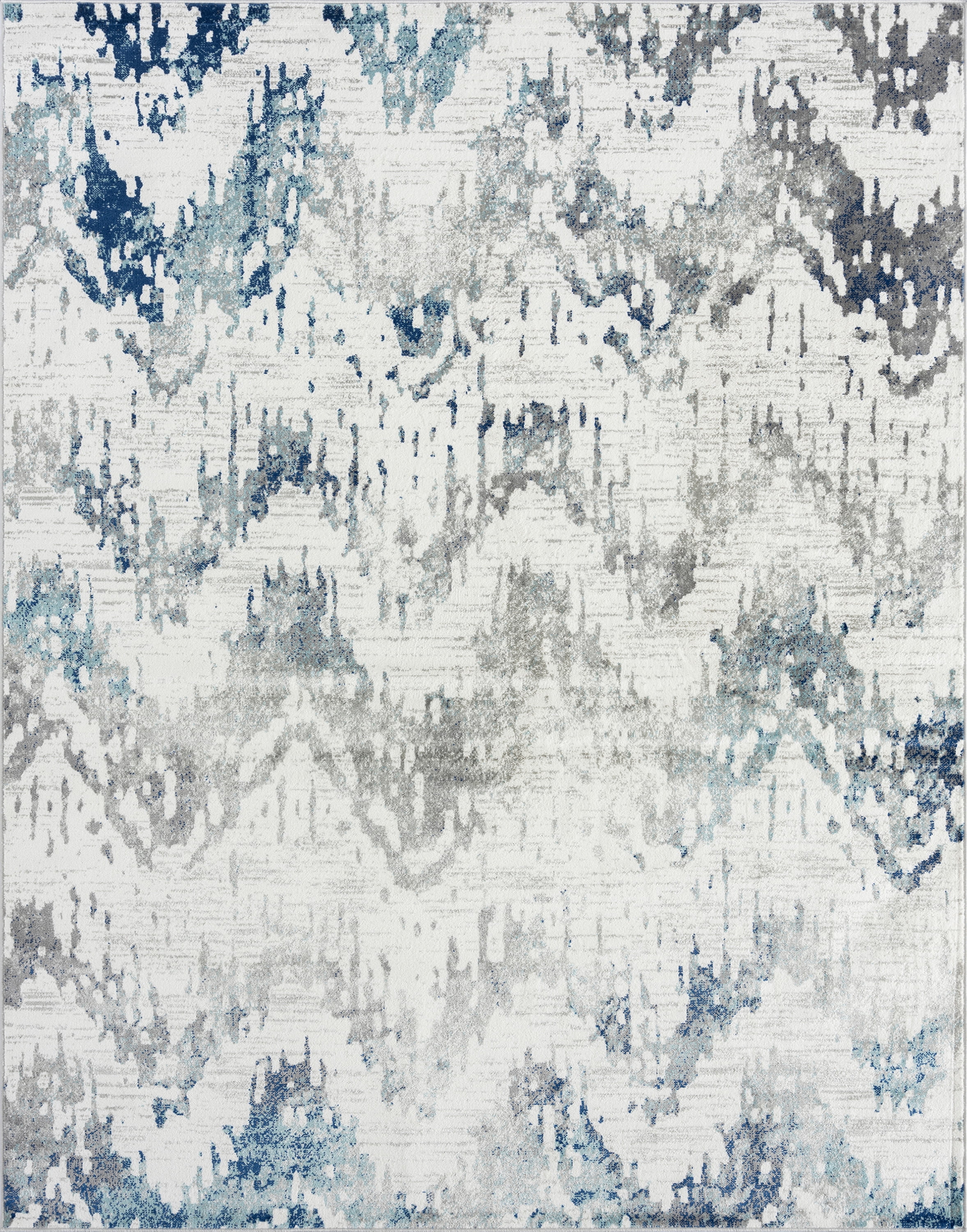 Transitional 5x8 Area Rug (5'3'' x 7'3'') Abstract Cream, Blue Living Room Easy to Clean