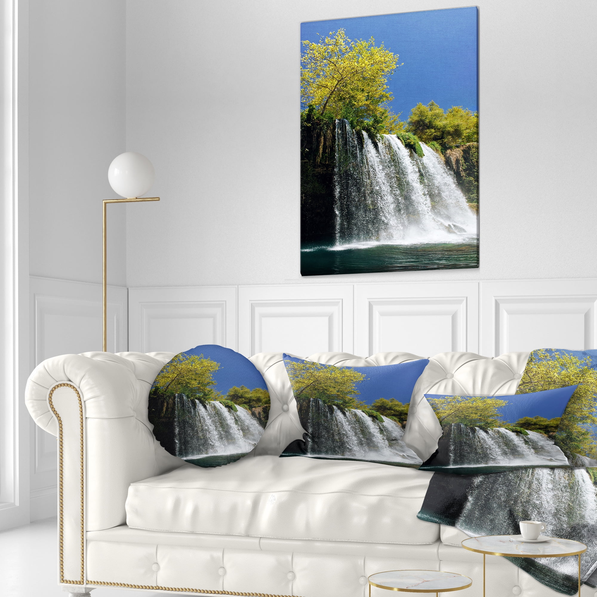 Designart Duden Waterfall Antalya - Landscape Photo Throw Pillow - 12x20
