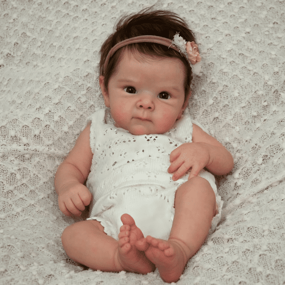 iCradle Finished Lifelike Reborn Baby Dolls Girl 18 inch 46 cm Soft Cloth Body Implanted Hair Realistic Newborn Babies Xmas Birthday Gift for Kids