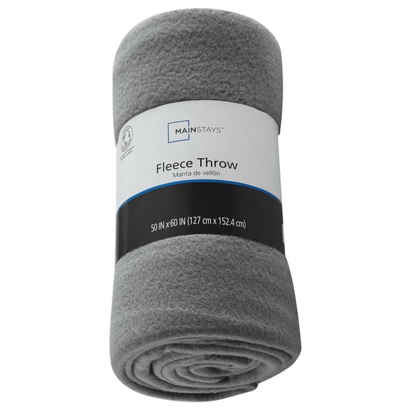 Mainstays Gray Fleece Throw Blanket, 50 in x 60 in