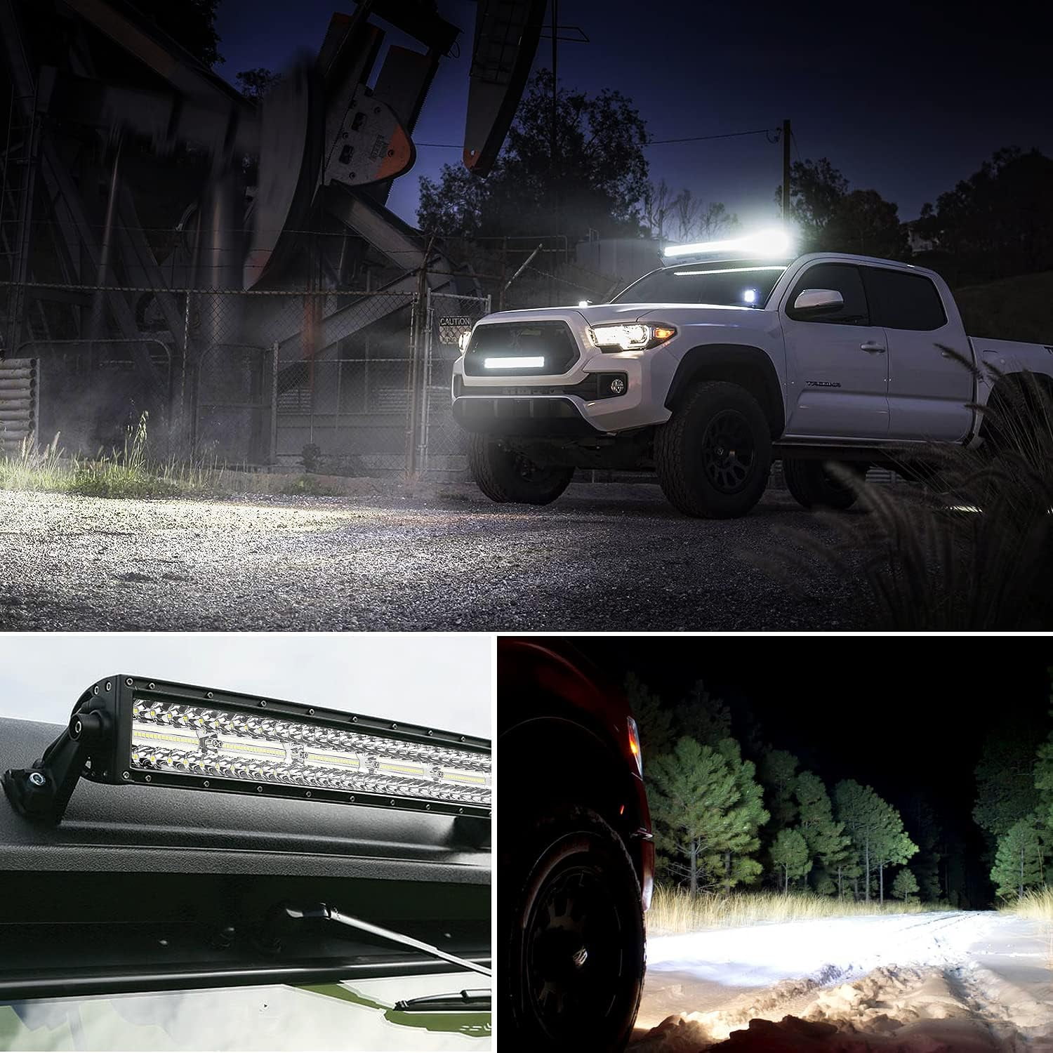 Nilight 33Inch LED Light Bar 2Pcs 4Inch 60W Spot Flood Lights Pods Off Road DrivingWork Lighting with 14AWG Wiring Harness Kit-3 Leads for Truck Tractor Pickup Boat SUV ATV UTV Car Van Camper