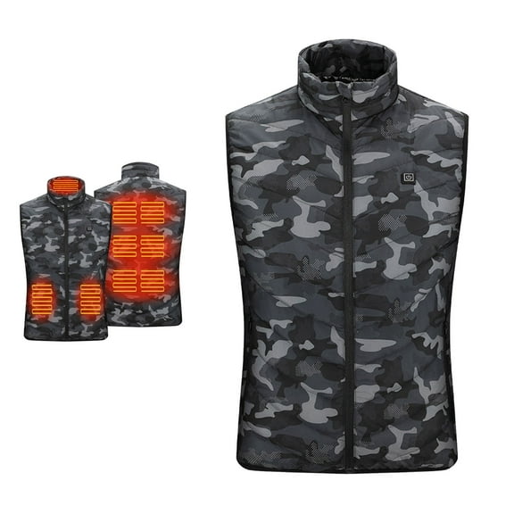 Puffer vest Men's Outdoor Active Camouflage Washable Jacket Coat Heated Warm Zipper Stand Collar Vest With Pocket