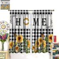 thumbnail image 2 of Rustic Sunflower Kitchen Curtains,Retro Farmhouse Country Spring Floral Butterfly Black White Plaid Print Window Treatments For Bedroom Living Room Cafe Decor 26"W x 45"L (Pack of 2), 2 of 6