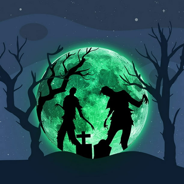Txlixc poste de pared de luz nocturna de Halloween, decoración de luz nocturna de murciélago de bruja de luna 3D Txlixc moda