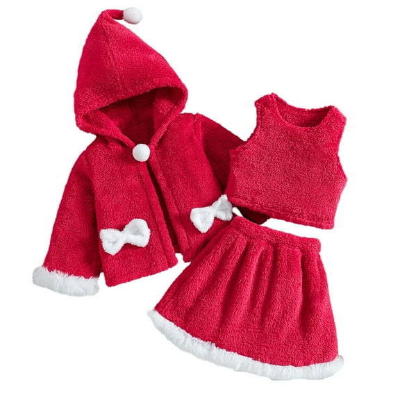 Zesgjue Girl Christmas Dress Santa Red Princess Dress 3pc Outfits Sizes 7-8 Years, Red