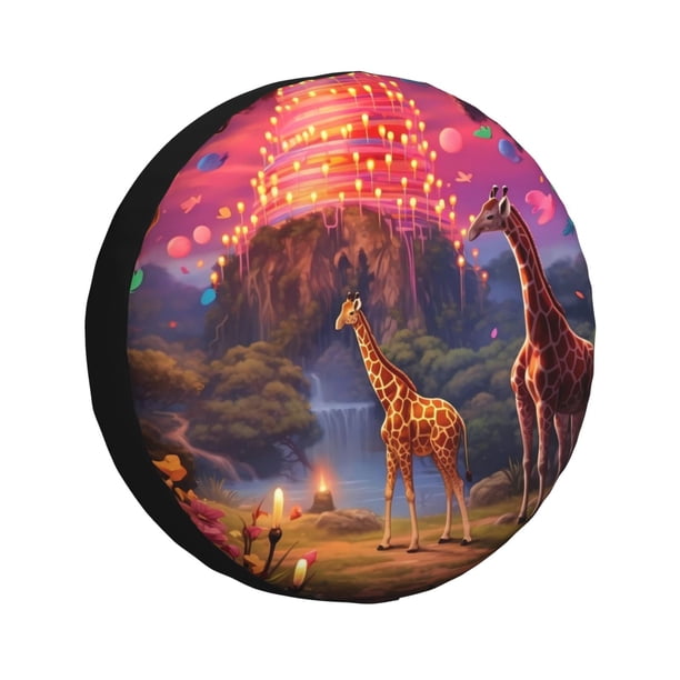 Balery Lantern Giraffes Magical Forest Cubiertas para Neumáticos - Protector Resistente para Neumáticos de Camioneta, SUV, Remolque, Camper y RV-16 inch