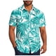 thumbnail image 2 of Blusa y camisa de manga corta con cuello vuelto para hombre, informal, a la moda, con estampado de bolsillo y botones, de poliéster., 2 of 6
