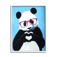 thumbnail image 3 of Stupell Industries Panda Heart Symbol Pink Glasses Cute Blue Background Paintings White Framed Art Print Wall Art, 11x14, by Coco de Paris, 3 of 5
