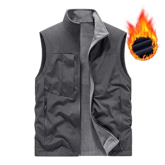 LOVZFMLL Jackets for Men's Thin Workwear Waistcoat Solid Color Stand Collar Sleeveless Jacket Tank