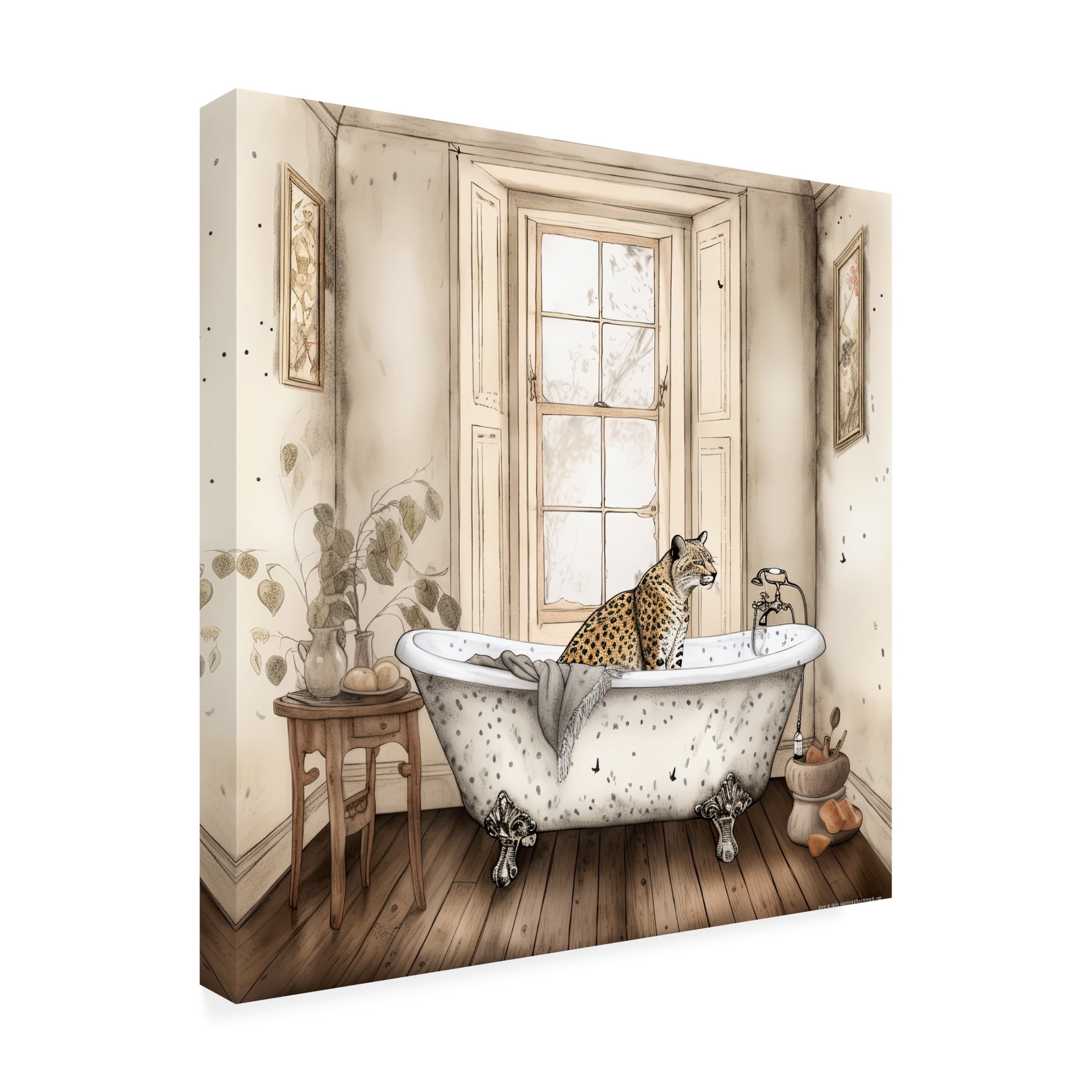 Canvas Wall Art - Sasha 'Bathtime 13' Wall Art for Living Room, Bedroom, or Office Décor by Trademark Fine Art - 18 x 18 Inches