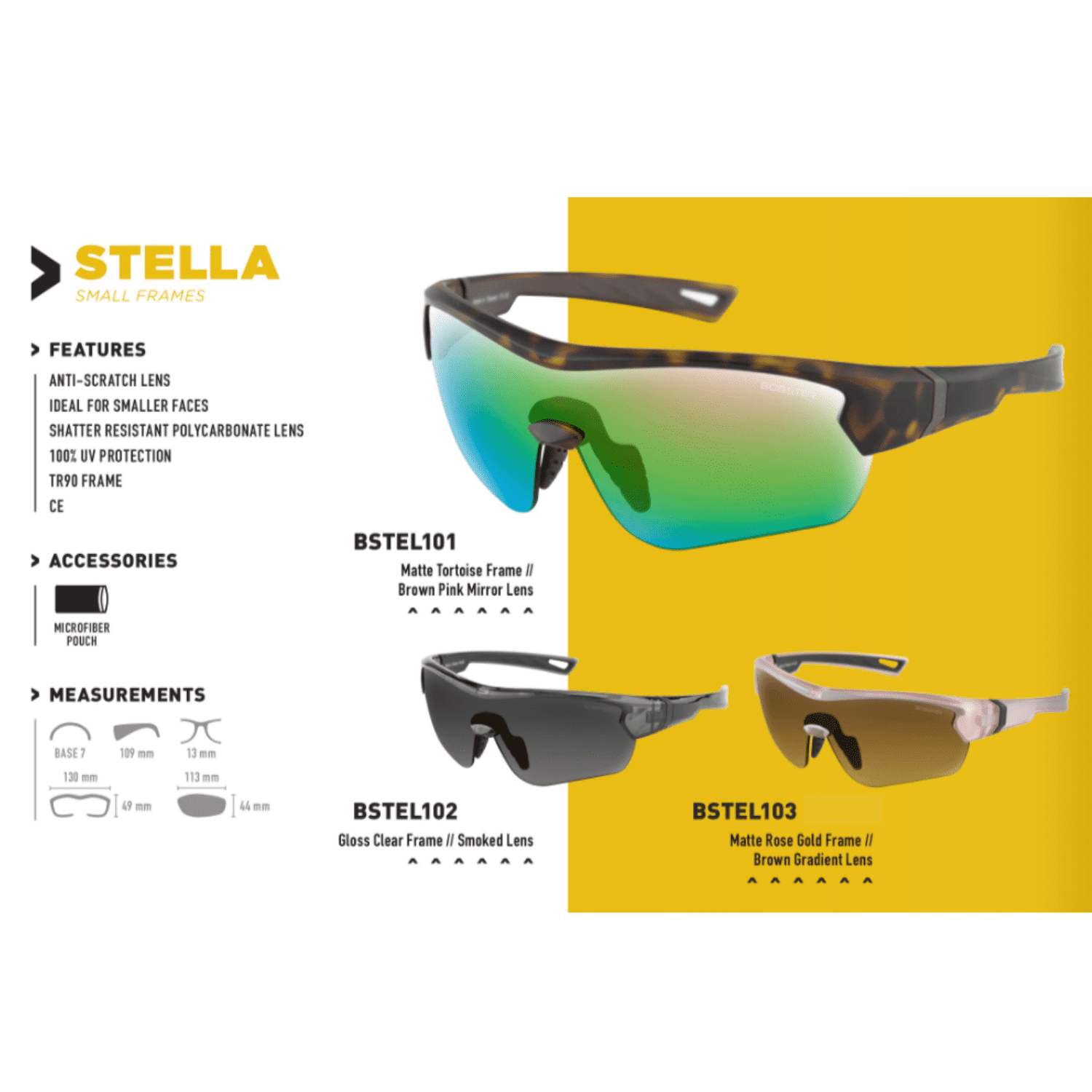 Bobster Stella Womens Motorcycle Sunglasses Gloss Clear Gray w/Smoke Lens