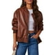 thumbnail image 1 of Chaqueta Bomber Jacket Shacket Jacket Mujer con Bolsillos Moda Streetwear Kuymtek Marrón T L para Mujer, 1 of 6