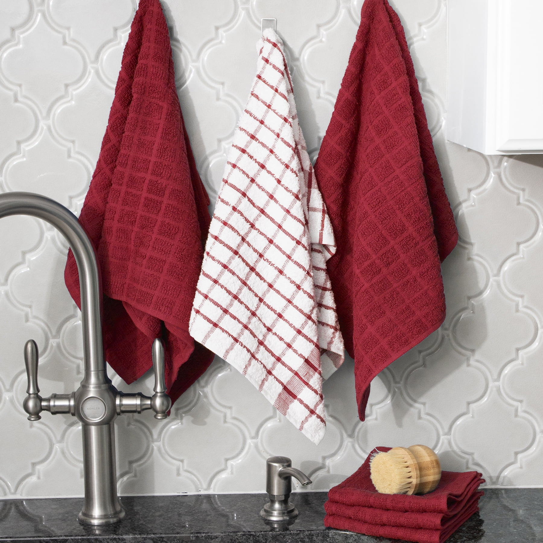 Ritz Terry Kitchen Towel and Dish Cloth Set, 95583A - Paprika - 100