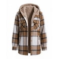 thumbnail image 4 of XUNKUSGA Jackets for Women Vintage Plaid Thickened Fleece Lined Hooded Shacket Women Casual Loose Long Sleeve Button Down Flannel Jacket Women Fall Winter Coat with Pockets, Size S, 4 of 9