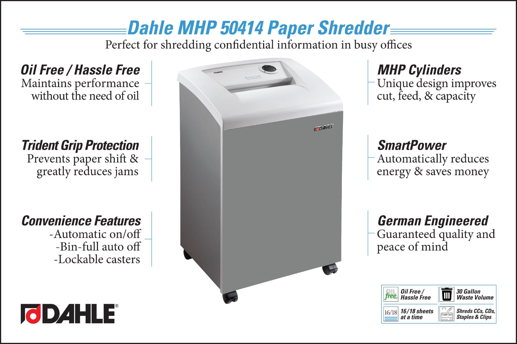 Dahle 50414 Matrix High Performance Office Cross Cut Shredder