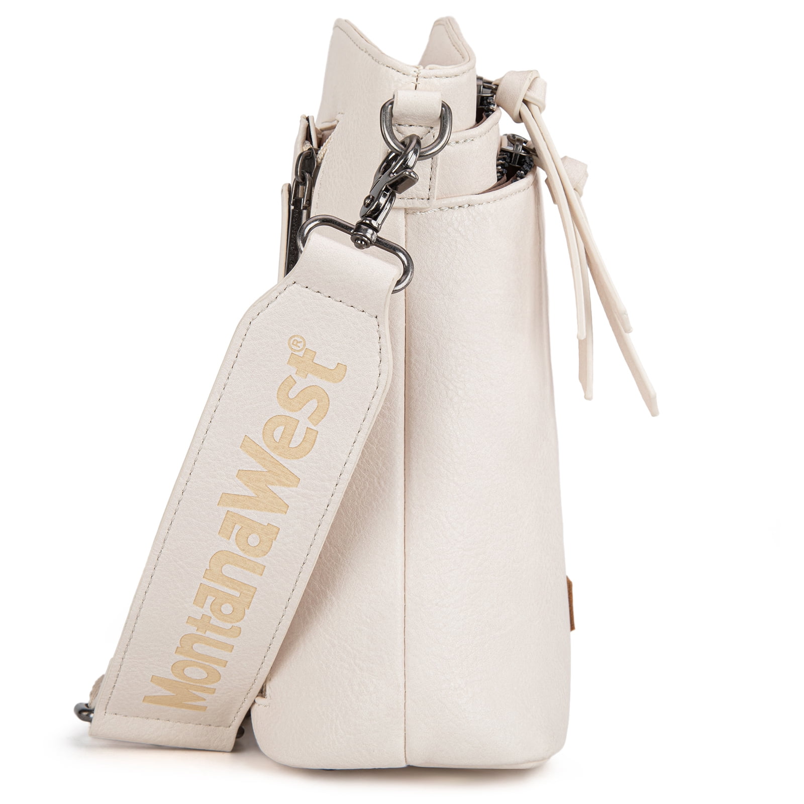 Montana West Crossbody Purses and Handbags for Women Double Compartments Cross Body Bag with Adjustable Strap, Beige