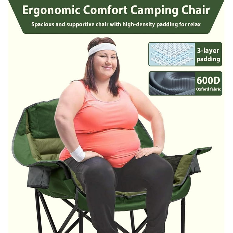 Oversized Camping Chair Portable Folding Camping Chairs with Side Pocket Cup Holder and Carry Bag Heavy Duty Outdoor Camping Chairs for Adults Fishing Sports Trip up to 400lbs Style 4 Walmart