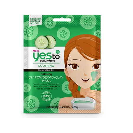 Yes To Cucumbers Soothing for Sensitive Skin Calming DIY Powder to Clay Mask, 1 Count + Cat Line Makeup