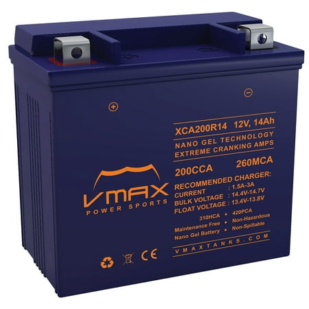- VMAX XCA200R14 Motorcycle Battery Upgrade for Harley Davidson 1130cc VRSC V-Rod (2002-2007) 12V 14ah Powersports Battery