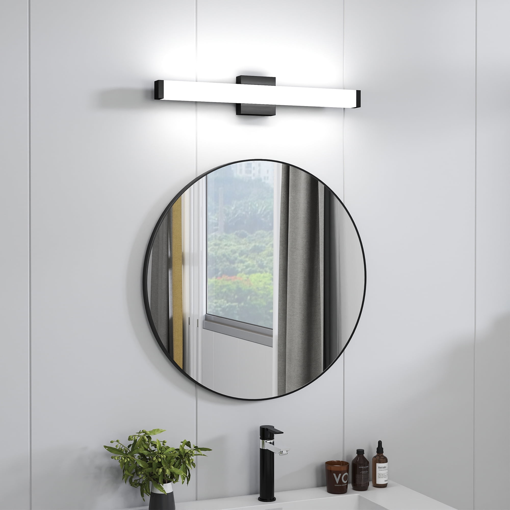 Bathroom Vanity Light Black - 24.8 inch Modern Vanity Lights for Bathroom - 14W LED Bath Lights Over Mirror Cool White Light 6000K