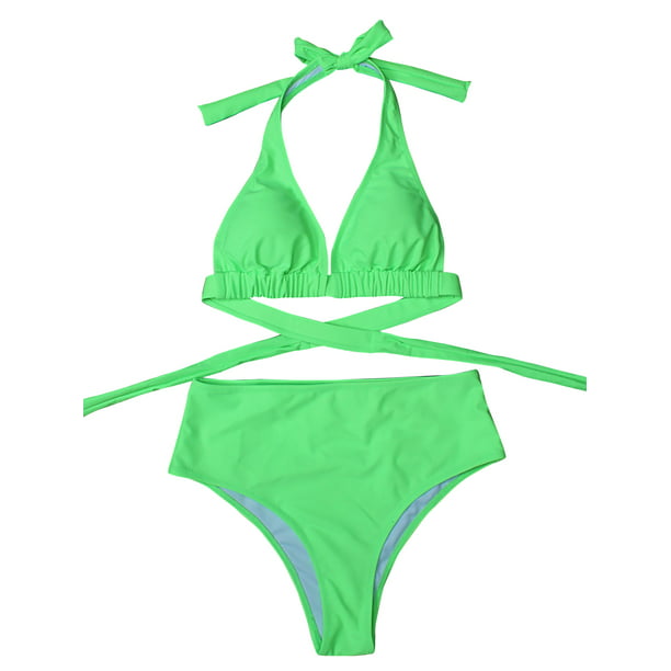 Selfieee - Selfieee Women's Bikini Halter Top Swimwear Tie Back ...