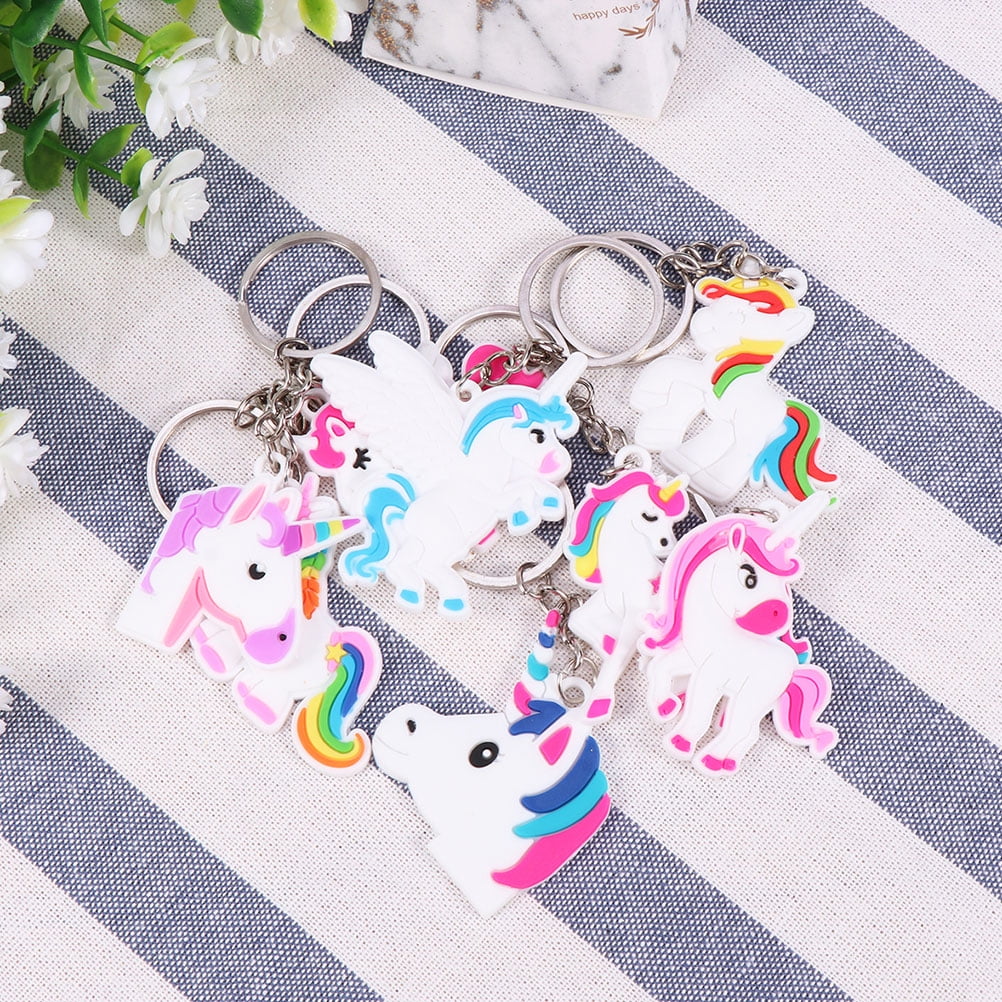 Hemoton 96 pcs  Cartoon Unicorn Key Ring Unicorn Keychain Hanging Ornament Keychain Pendant (Random Style)