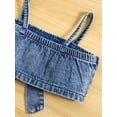 thumbnail image 6 of Mevireiy 2 Pcs Toddler Girls Summer Outfit Spaghetti Strap Bow Denim Camisole Irregular Skirt Shorts, 6 of 7