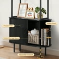 thumbnail image 3 of Magic Union Bookshelf, 71" Tall Bookcase w/Storage Cabinet, Book Shelves Stand w/Fluted Sliding Doors, 4-Tier Open Display Shelf Organizer for for bedroom living room Home Office Bathroom, 3 of 9