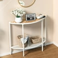 thumbnail image 2 of Console Table 2 Tier Narrow Entryway Table with Storage Shelves Half Moon Sofa Couch Table Small Entry Way Tables for Living Bedroom Hallway Office Easy Assembly, Oak White, 2 of 16