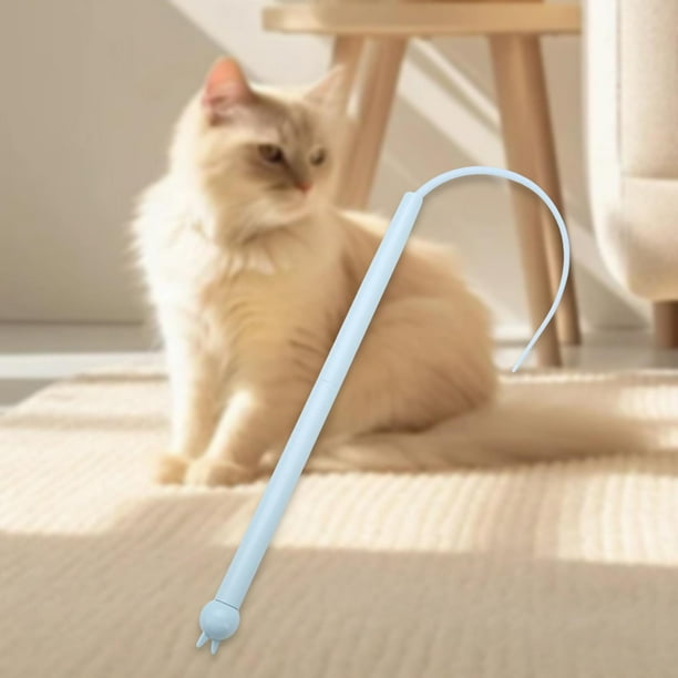 Cat teaser stick ratón cola juguete gato para gatos interiores mascotas suministros de gatito juguete interactivo para entrenamiento ejercicio de Azul