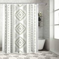 thumbnail image 5 of Fabric Shower Curtain for Bathroom, Boho Green White Custom Shower Curtain Set with Hooks, Luxury Bathroom Curtains, Bohemian Teal Stripes Waterproof Polyester Bathroom Accessories, 54x78inch, 5 of 6