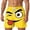 Yellow, variant on Qicasul Men's Funny Cartoon Face Print Shorts, 3D Funny Expression Casual Summer Pants with Elastic Waist,Dark Blue,L