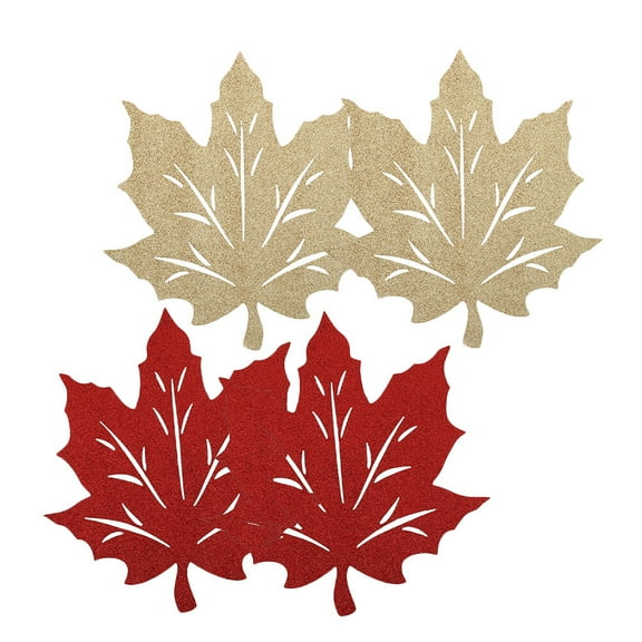 4-Pack Autumn Maple Leaf Placemats Set, Thanksgiving Harvest Table Decor, Fall Leaf-Shaped Dining Mats