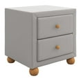 thumbnail image 5 of 2 Drawer Nightstand, Elegant Upholstered Bedside Table, Bedroom End Tables with Cute Round Natural Wood Knobs and Legs, Soft Linen Fabric Night Stand, Light Gray, 5 of 7