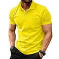 thumbnail image 2 of Men's Polo Shirts Short Sleeve with Pocket Cotton Pique T Shirts Buttons Casual Polo Moisture Wicking Golf Shirts Yellow 2XL, 2 of 5